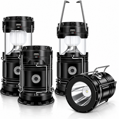 Solar Rechargeable Camping Lantern — 4-Pack