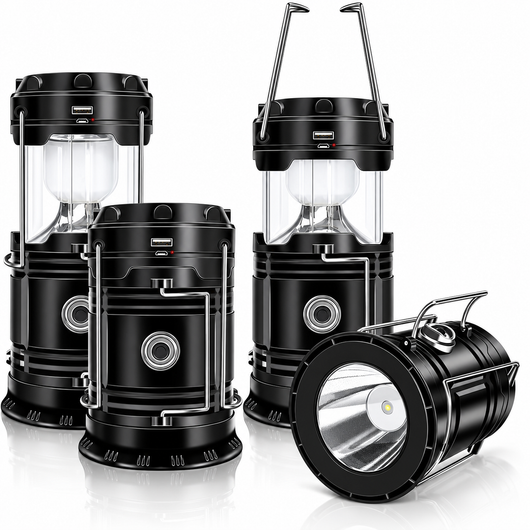 Solar Rechargeable Camping Lantern — 4-Pack