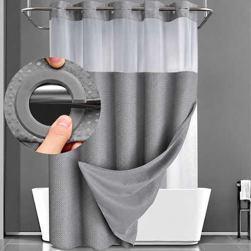 No-Hook Waffle Weave Shower Curtain