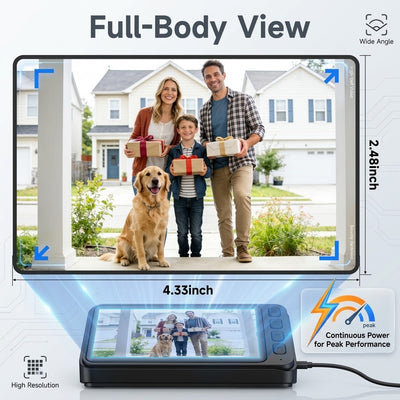 Wireless 1080P Video Doorbell with 4.3" Monitor