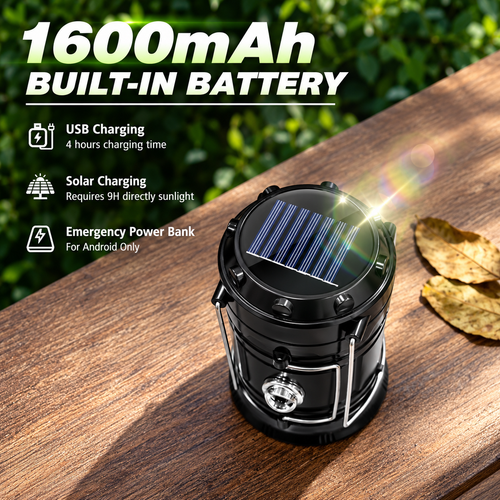 Solar Rechargeable Camping Lantern — 4-Pack