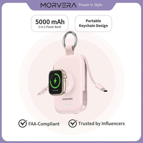 Morvera 3-in-1 Keychain Power Bank